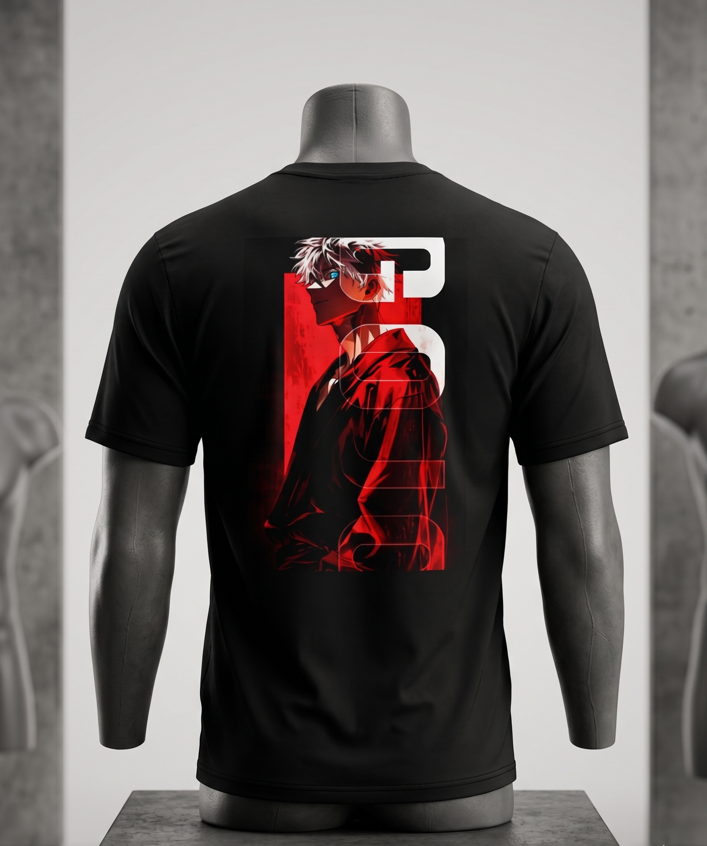 Anime graphic T-shirt, streetwear anime tee, oversized black T-shirt, Satoru Gojo shirt.
